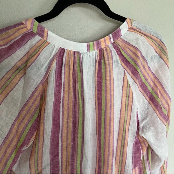 NWOT Rails Brielle Top Linen Blend Hibiscus Stripe Casual Women’s Small - Picture 13 of 13